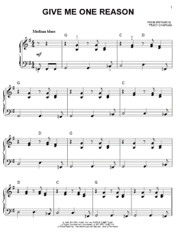 page one of Give Me One Reason (Easy Piano)
