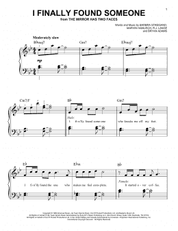 page one of I Finally Found Someone (Easy Piano)