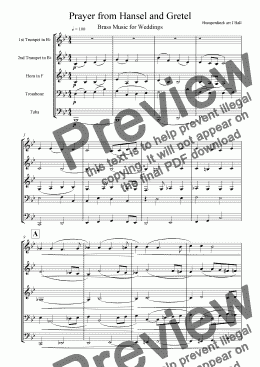 page one of Prayer from Hansel and Gretel - Brass Music for Weddings