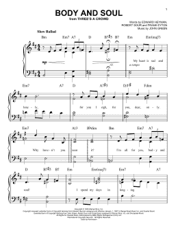 page one of Body And Soul (Easy Piano)