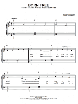 page one of Born Free (Easy Piano)