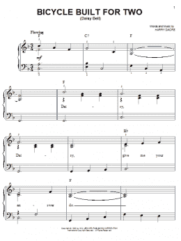 page one of A Bicycle Built For Two (Daisy Bell) (Easy Piano)