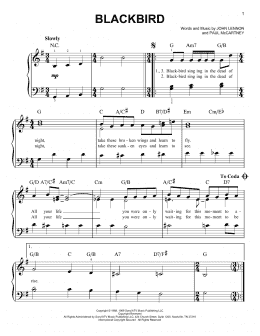 page one of Blackbird (Easy Piano)