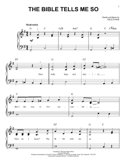 page one of The Bible Tells Me So (Easy Piano)