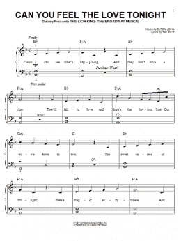 page one of Can You Feel The Love Tonight (from The Lion King) (Easy Piano)