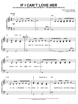page one of If I Can't Love Her (from Beauty And The Beast: The Musical) (Easy Piano)