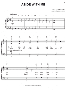 page one of Abide With Me (Easy Piano)