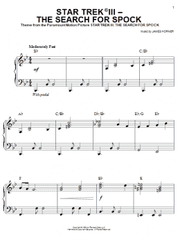 page one of Star Trek III - The Search For Spock (Easy Piano)