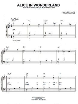 page one of Alice In Wonderland (Easy Piano)