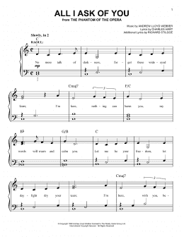 page one of All I Ask Of You (from The Phantom Of The Opera) (Easy Piano)