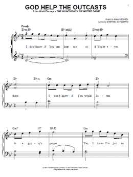 page one of God Help The Outcasts (from The Hunchback Of Notre Dame) (Easy Piano)