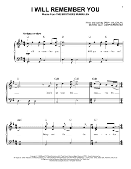 page one of I Will Remember You (Easy Piano)