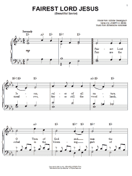 page one of Fairest Lord Jesus (Easy Piano)
