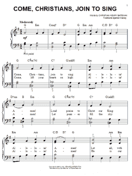 page one of Come, Christians, Join To Sing (Easy Piano)