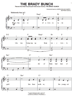 page one of The Brady Bunch (Easy Piano)