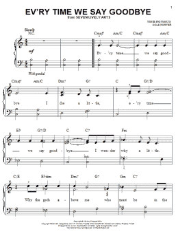 page one of Ev'ry Time We Say Goodbye (Easy Piano)