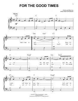 page one of For The Good Times (Easy Piano)