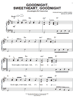 page one of Goodnight, Sweetheart, Goodnight (Goodnight, It's Time To Go) (Easy Piano)