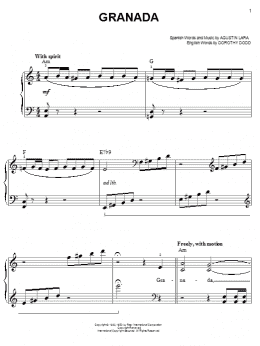 page one of Granada (Easy Piano)