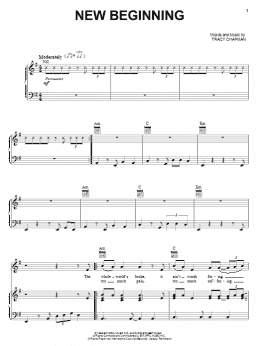 page one of New Beginning (Piano, Vocal & Guitar Chords (Right-Hand Melody))