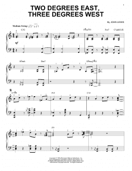 page one of Two Degrees East, Three Degrees West [Jazz version] (Piano Solo)