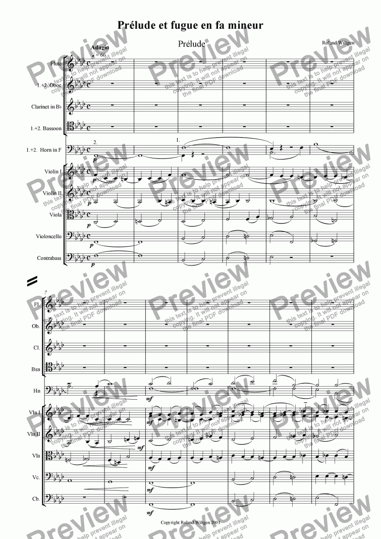 page one of Prelude and Fugue in f