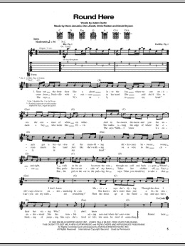 page one of Round Here (Guitar Tab)