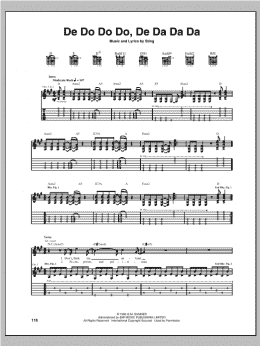 page one of De Do Do Do, De Da Da Da (Guitar Tab)