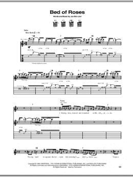 page one of Bed Of Roses (Guitar Tab)