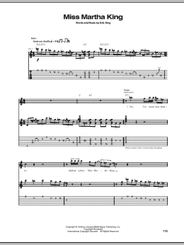 page one of Miss Martha King (Guitar Tab)