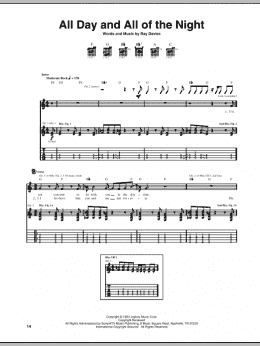 page one of All Day And All Of The Night (Guitar Tab)