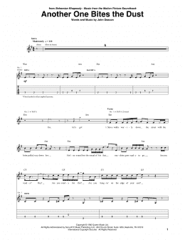 page one of Another One Bites The Dust (Guitar Tab)