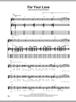 page one of For Your Love (Guitar Tab)
