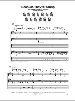 page one of Because They're Young (Guitar Tab)