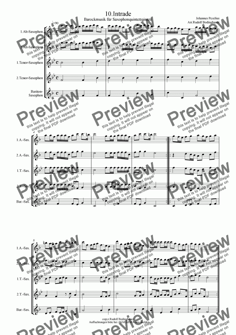 page one of 10.Intrade  Saxophonquintett