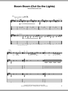 page one of Boom Boom (Out Go The Lights) (Guitar Tab)