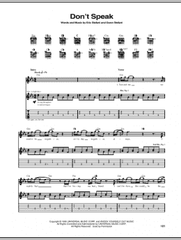 page one of Don't Speak (Guitar Tab)