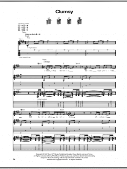 page one of Clumsy (Guitar Tab)