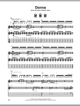 page one of Donna (Guitar Tab)
