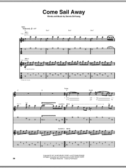 page one of Come Sail Away (Guitar Tab)