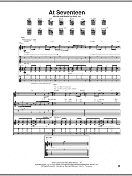 page one of At Seventeen (Guitar Tab)