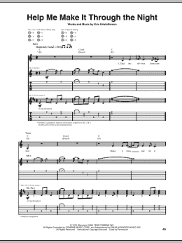 page one of Help Me Make It Through The Night (Guitar Tab)
