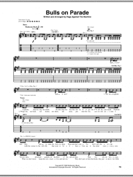 page one of Bulls On Parade (Guitar Tab)