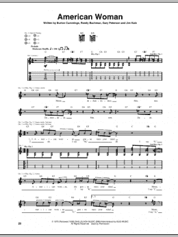 page one of American Woman (Guitar Tab)