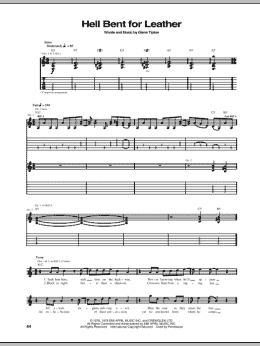 page one of Hell Bent For Leather (Guitar Tab)