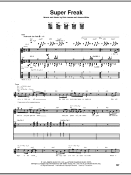 page one of Super Freak (Guitar Tab)