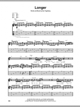 page one of Longer (Guitar Tab)