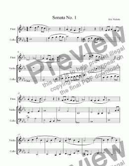 page one of Sonata for Flute, Violin, and Cello