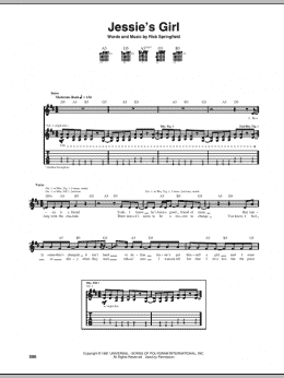 page one of Jessie's Girl (Guitar Tab)