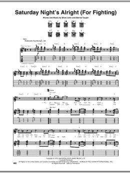 page one of Saturday Night's Alright (For Fighting) (Guitar Tab)